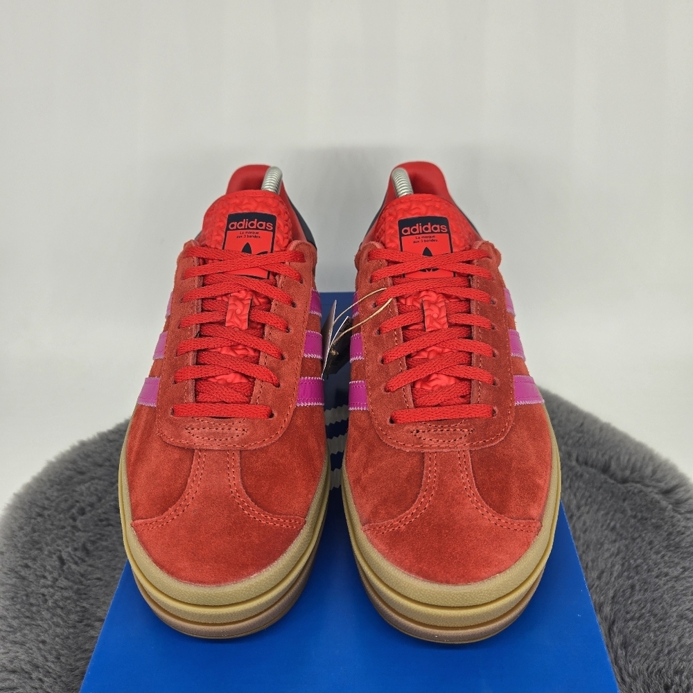 New Adidas Gazelle Bold 'Red Lucid Fuchsia' Women's Shoes Size 9.5 - Picture 2 of 8